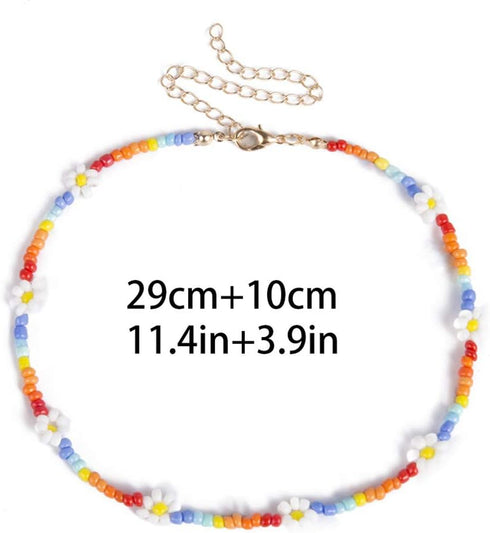Barode Boho Seed Bead Choker Rainbow Flower Colorful Necklaces Puka Shell Chain Hawaiian Beach Necklace for Women...