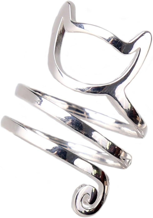 Helen de Lete Innovative Lovely Cat Kitty Sterling Silver Ring Updated Version for Adult Women...