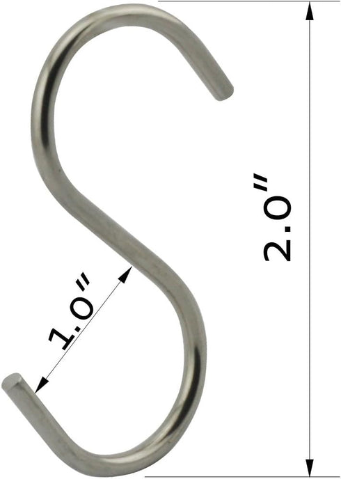 24-Pack 2 Inch S Shaped Hanging Hooks, Heavy-Duty Genuine Solid Polished Stainless Steel,for Jewelry, Key Ring,Kitchen Spoon Pot Multiple uses...