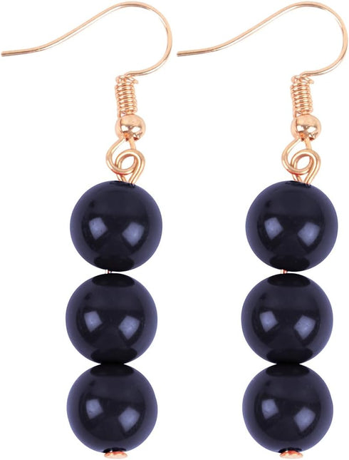 RIAH FASHION Multi Beaded Bubble Statement Necklace - Round Ball Chunky Drape Bib Collar Marbled, 7 Layer Long...
