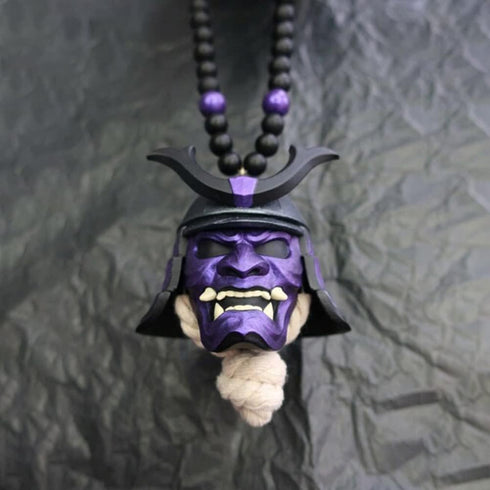 Hannya Japanese Oni Samurai Helmet Car Rearview Mirror Charm Fashion Pendant Car Decoration Car Ornament Accessories Hanging Charm...