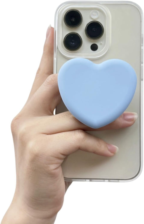 Cute Heart Shape Silicone Cover Expandable and Collapsible Mobile Phone Grip Stand Holder for Phone Tablet Cell Phone Accessory (Blue)...