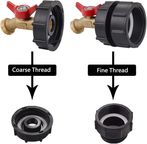 275-330 Gallon IBC Tote Tank Adapter 2" Fine Thread - 1/2" Male NPT Inlet × 3/4" Male GHT Outlet, Brass hose Faucet Garden Hose Connector...