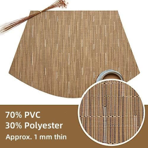 SHACOS Round Table Placemats Set of 4 Wedge Shape Woven Vinyl Place Mats Heat Resistant Wipe Clean Round Table Mats Home Table Decor (4, Tan)...