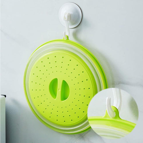 Collapsible Microwave Splatter Cover For Food With Silicone Mats, 10.5 Inch, Dishwasher-safe, Microwave Plate Cover With Steam Vent?BPA-Free Silic...