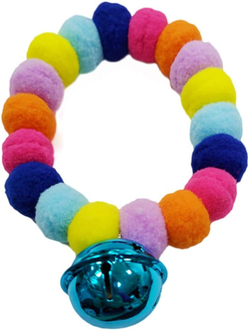 Pom Pom Dog Collar Elastic Cat Collar Decorative Plush Ball Puppy Necklace Eye-catching Pom Pom Pet Collar Necklace with Bell for Taking Photos, W...