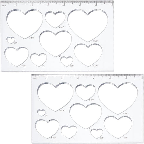 PH PandaHall 2pcs 9 in 1 Heart Inlay Template Router Stencils Template Acrylic Templates Drawing Scale Ruler Drawing Tool Measuring Tool for Schoo...