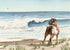 Boxer At The Beach Watercolor Art Print by Artist David J Rogers...