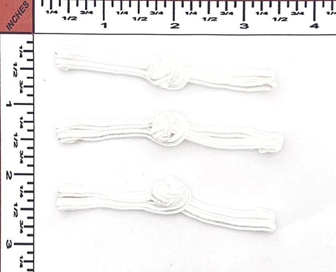 Chinese Frogs Button Closures Hook & Eye Fastener White Straight Loop & Knot Design 3 Pair/pk Sewing Quilting Renaissance Dance Chefs Coat Costume...