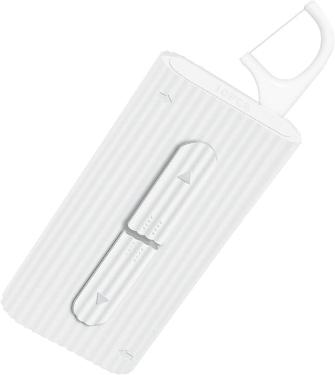 White Dental Floss Portable Case, Storage 10 Picks Adult Floss in Box. The Best Tool for Cleaning Teeth and Oral Care. Portable Travel Floss is Pe...
