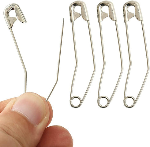 50PCS 54mm(2.1") Curved Safety Pins Silver Quilting Basting Pins, Bent Safety Pins for for Art Sewing,Crafting, Knitting,Garment Fastening and Jew...