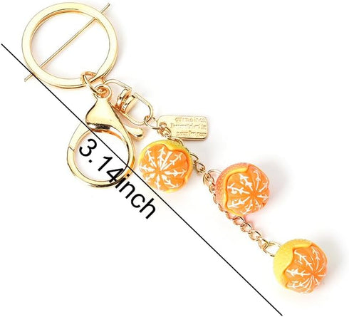 Simulated Food Fruit Orange Keychain Accessories for Women Teen Girls Cute 3D Cartoon Novelty Keychains for Adults Female Gold Resin Purse Car Bac...