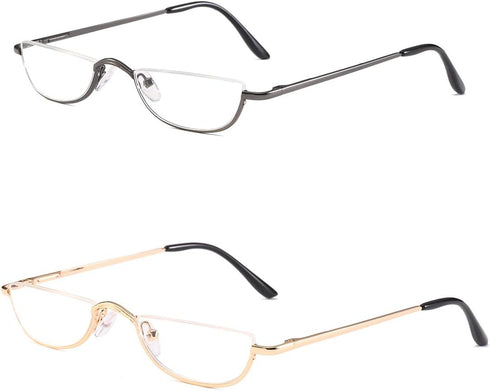 Half Reading Glasses?Metal Frame Readers for Women Men with Pouch (2 Pairs 2.5)...