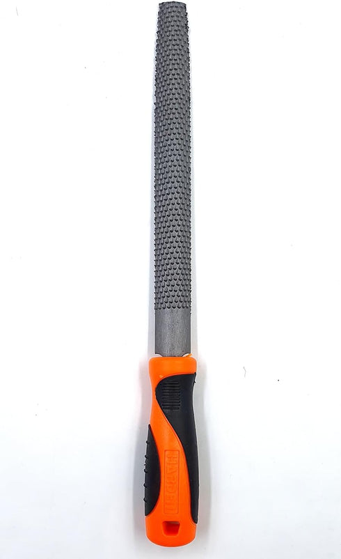 Edward Tools Harden 8" Half-Round Rasp Woodworking File with Rubber Handle - Heavy Duty Carbon Steel - Great for Rapid Removal of Material - Tool ...