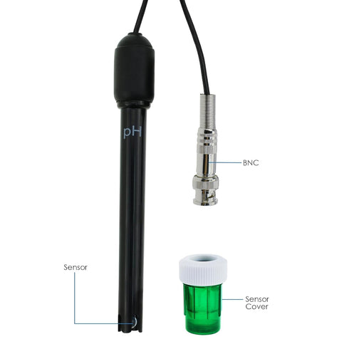0-14 pH Electrode Probe, pH Meter with Replacement BNC Connector and 300cm Cable Sensor for ph Monitor Controller Tester Meter Kit Set for Aquariu...