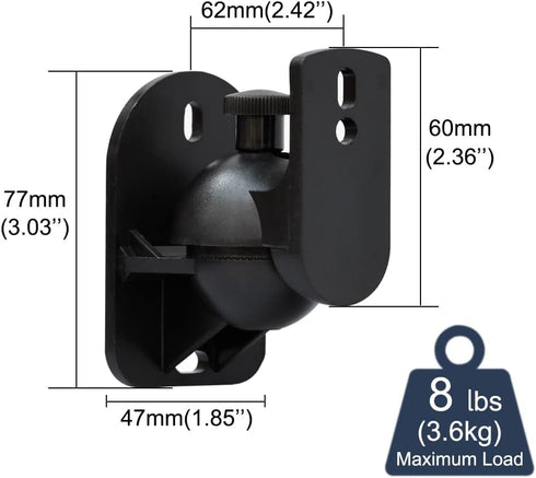 Speaker Wall Mount Brackets, Universal Mount for Surround Sound Speakers, Satellite Speaker Wall Mounting Brackets for Home Theater 2 Pack...