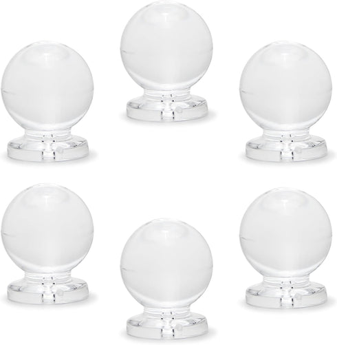 MroMax 6Pcs Tiny Pull Handle Round Acrylic Knob Self-Stick Mini Knob 16mm Diameter Small Size Knob Clear Shiny Knob Cute Decoration for Jewelry Bo...