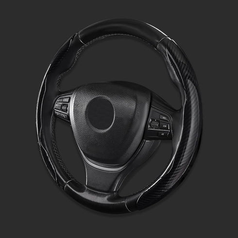 2PCS Car Steering Wheel Protector, Anti-Slip Carbon Fiber Steering Wheel Cover, Black, Suitable for Most Cars...