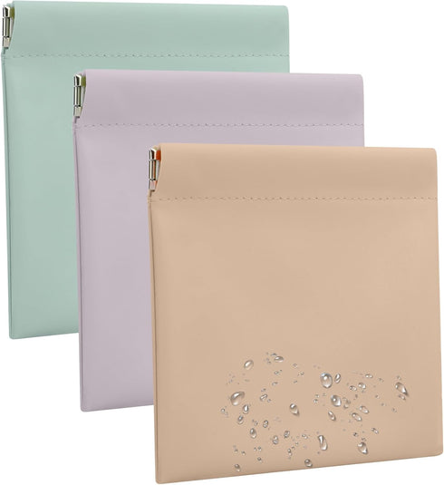3PCS Small Makeup Bag for Purse, New Thicken Waterproof Leather Purse Organizers for Inside Purse, Snap Closure Organizer Pouch for Cosmetics Jewe...