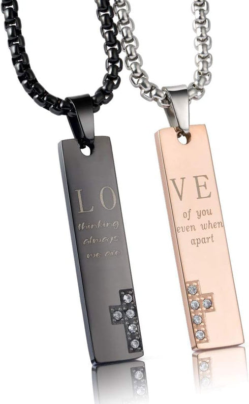 Wolentty Couple His Hers Distance Necklaces for Valentine's Day Gift...