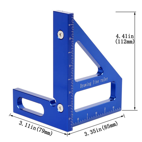 Imperial 3D Multi-Angle Measuring Ruler,45/90 Degree Aluminum Alloy Woodworking Square Protractor, Miter Triangle Ruler High Precision Layout Meas...