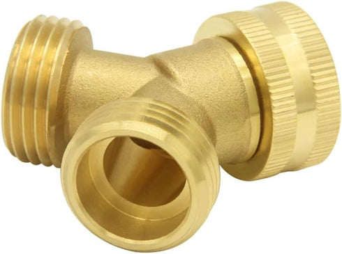 Hooshing Garden Hose Splitter 2 Way Heavy Duty Brass 3/4" GHT Hose Y Swivel Splitter Connector with Washers for Outdoor Faucet Hose...