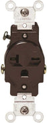 Leviton 20-Amp, 250-Volt, Narrow Body Single Receptacle, Straight Blade, Commercial Grade, Grounding, Side Wired, 5821, Brown...