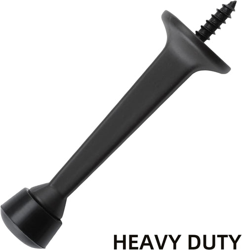 HOME MASTER HARDWARE Heavy Duty 3 in Solid Rigid Door Stop Door Stoppers Door Stops Matte Black 2 Pack w/Rubber Tip...