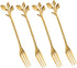 Appetizer Cake Fruit Forks Set of 4,Gold Leaf Cocktail Picks 4.7 Inches Tasting Dessert Forks Kitchen Accessory Wedding Party (4 Forks-Gold)...