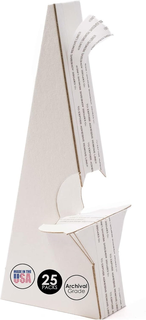 Lineco, Pack of 25, 7 Inch, White Easel Back Self Stick Double Wing, Archival Quality Acid-Free, for Picture Art Poster...