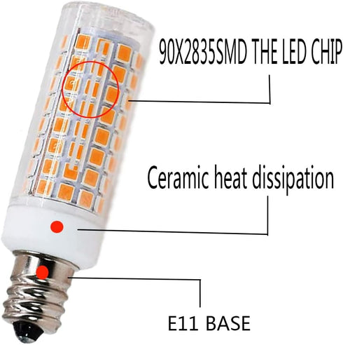 E11 led Bulb 75w 100w Halogen Bulbs Replacement, Warm White 3000K JD T3 T4 e11 Mini Candelabra Base 110V 120V 130 Voltage Input Light Bulbs, Pack ...