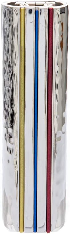 Yair Emanuel Folding Travel Hanukkah Chanukah Menorah Hammered Metal Multicolor (HTM-1)...