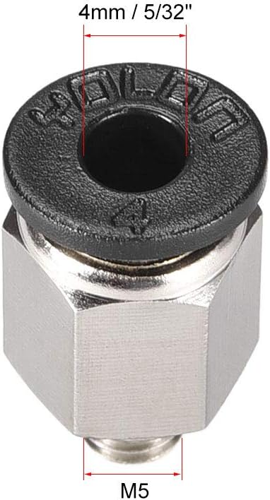 uxcell Straight Pneumatic Push To Quick Connect Fittings M5 Male x 4mm Tube OD Silver Tone 6pcs...