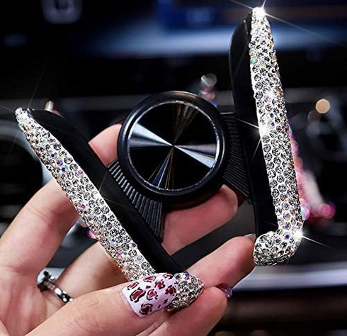 Best Bling Rhinestone Crystal Convenient Mini Car Dash Air Vent Automatic ADJUSTABLE Phone Holder (Silver)...