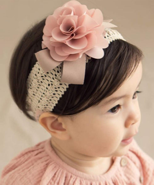 Denifery Baby Girls Cute Headband Elastic Lace Hair Band Pink Flower Headband Hair Accessories...