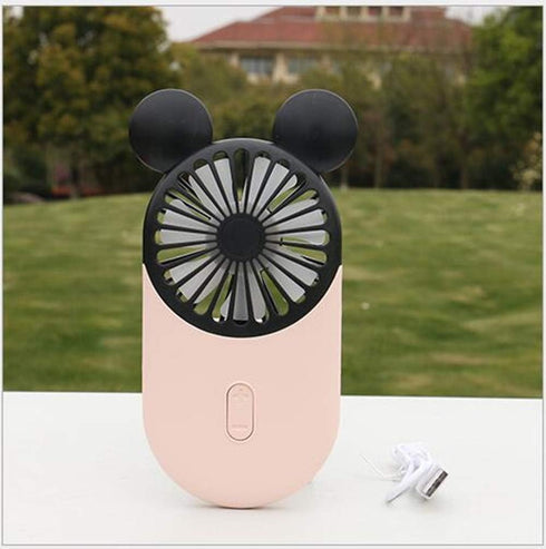 Cute Personal Mini Fan, Handheld & Portable USB Rechargeable Fan with Beautiful LED Light, 3 Adjustable Speeds, Portable Holder, for Indoor Or Out...