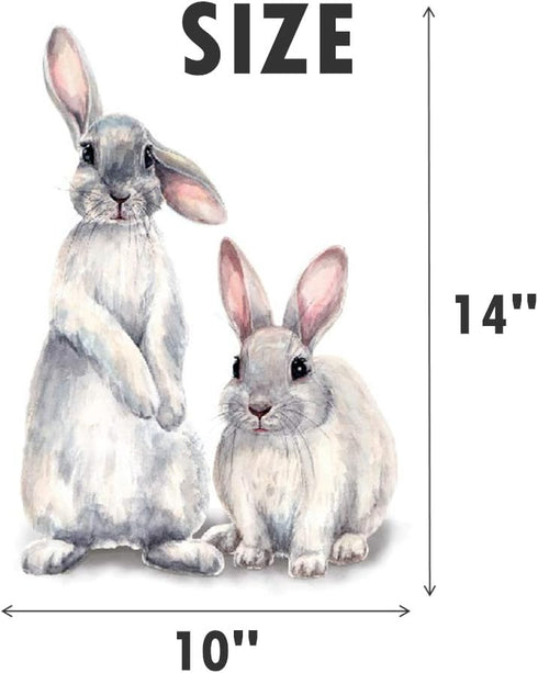 ROFARSO Lifelike Lovely Cute Two Bunnies Rabbits Animal Wall Stickers Removable Wall Decals Art Decorations Decor for Nursery Baby Bedroom Playroo...