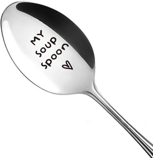 My Soup Spoon Engraved Stainless Steel for Women Men - Soup Lover Gift for Dad Papa Mom Nana Daughter Son Friends - Perfect Gifts for Birthday/Val...