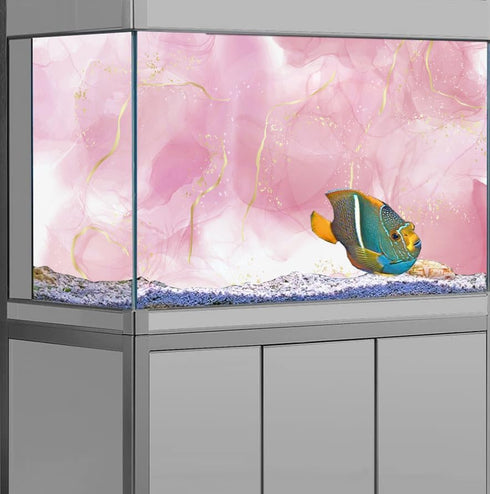 Pink Marble Aquarium Background, Art Abstract Pink Gold Line Marble Terrarium Background, Coloful Marble Glass Terrarium Background 30X12IN with 8...