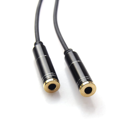 REXUS Black 3.5mm Y Splitter Stereo Audio Cable 4-Pole Male to 2 Female for Headphone, Headset Splitter Adapter Extension Aux Cable, Compatible Mo...
