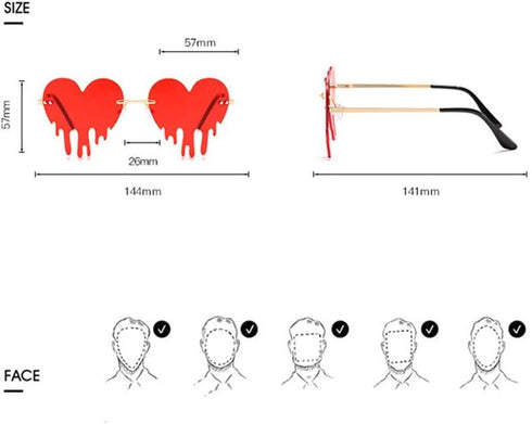 ENTHYI Melting Heart Sunglasses for Men/Women Rimless Irregular Party Unique Sun Glasses...