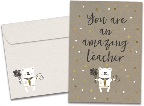 Tree-Free Greetings Teacher Appreciation Cards - Artful Designs - 1 Card + Matching Envelopes - Made in USA - 100% Recycled Paper - 5"x7" - Heartf...