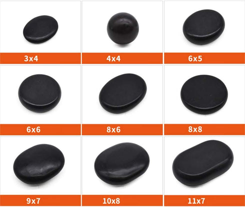 HEALLILY 6pcs Hot Massage Stones Heated Warmer Stone Black Natural Lava Rocks for Spas Massage Relaxation and More (4x3cm)...