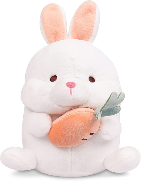 Easter Bunny Plush Toy Stuffed Rabbit Toy Sitting Short Ear Rabbit Animal Plush Doll with Carrot Realistic Bunny Decor Cuddly Cartoon Doll for Kid...