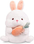 Easter Bunny Plush Toy Stuffed Rabbit Toy Sitting Short Ear Rabbit Animal Plush Doll with Carrot Realistic Bunny Decor Cuddly Cartoon Doll for Kid...