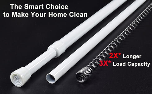 2 Pack Spring Tension Curtain Rod Adjustable 28-43 Inches?5/8" Diameter, White...