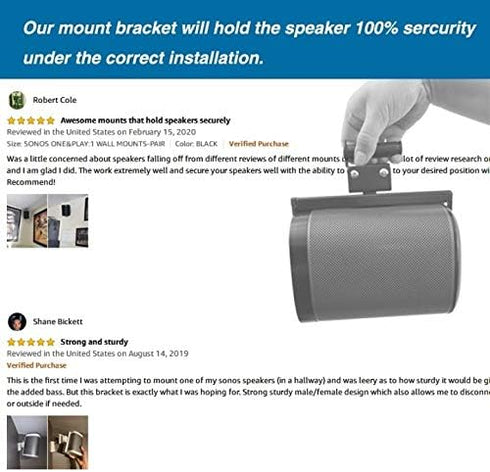 Wall Mount Bracket for SONOS ONE/SONOS ONE SL/SONOS Play 1 Speaker (Swivel and Tilt,Compatible with Both SONOS ONE/ONE SL/SONOS Play 1, Black Sing...