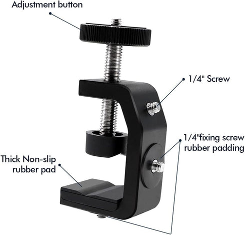 SLOW DOLPHIN Photography C Clamp Camera Clamp Mount with 1/4" Screw for Photo Studio Video DSLR,Cameras, Light Stand, Desk, Rods, Hooks, Shelves, ...