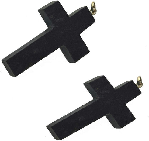 1+1 Black Tourmaline Cross Stone Pendants for Double Evil Protection - Luck, Healing, and Spiritual Balance...