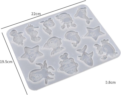 Ocean Series Keychain Resin Silicone Molds Whale Dolphin Seahorse Starfish Shark Crab Casting Molds Jewelry Making Tools for DIY Craft Keychain Ne...